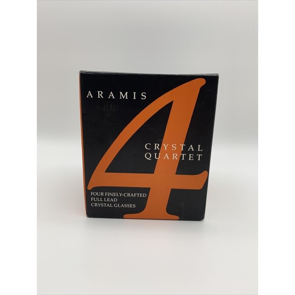 ARAMIS 4 Full Lead Crystal Quartet Tall Glasses in Original Box France Vintage - Picture 9 of 11